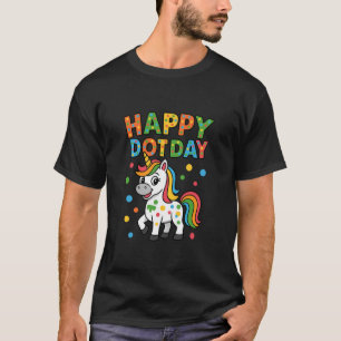 Camiseta Unicórnio do Dia do Ponto Feliz Design Colorido Di