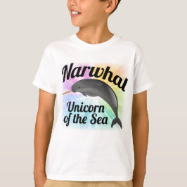 Camiseta Unicórnio do mar, arco-íris bonito de Narwhal
