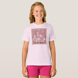 Camiseta Unicórnio do Natal Rosa País das Maravilhas