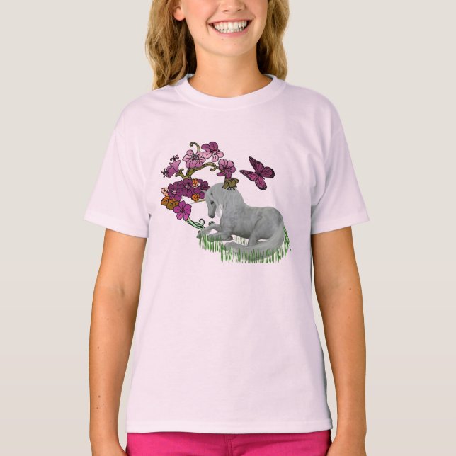 Camiseta Unicórnio E Flores (Frente)