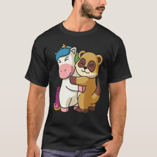 Camiseta Unicórnio E Meerkat Cute Animal Para Mulheres