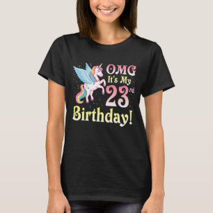 Camiseta Unicórnio É o meu 23º aniversário feliz 23 anos.