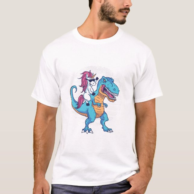 Camiseta Unicórnio e T-Rex (Frente)