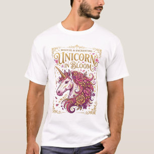 Camiseta Unicórnio em Flor Desenho Elegante Zazzle_1