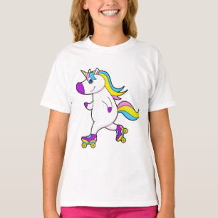 Camiseta Unicórnio em patinação em linha com skates de cili