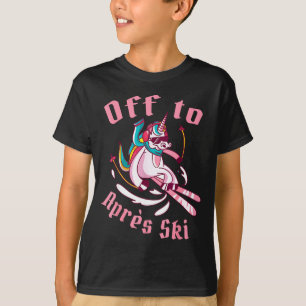 Camiseta Unicórnio engraçado de snowboard esqui esquiando f