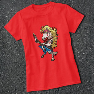 Camiseta Unicórnio Engraçado Glam Metal Hard Rock Guitarra