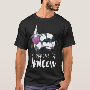 Camiseta Unicórnio Engraçado Vaca Acredito No Unicow Tee