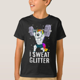 Camiseta Unicórnio Eu Suei Glitter Engraçado Homens De Trab