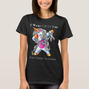 Camiseta Unicórnio Eu Uso Cinza Para Conscientização do Tum