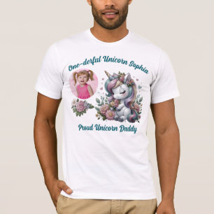 Camiseta Unicórnio Floral Mágico Maravilhoso de 1º Aniversá