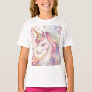 Camiseta Unicórnio Floral Pastel
