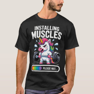 Camiseta Unicórnio Fofo e Divertido de Academia de Treino d