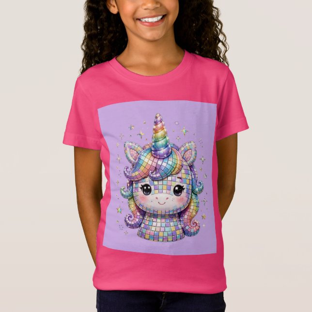 Camiseta Unicórnio - fundo lavanda (Frente)