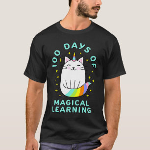 Camiseta Unicórnio Gato de 100 Dias de Escola 100 Dias Mági