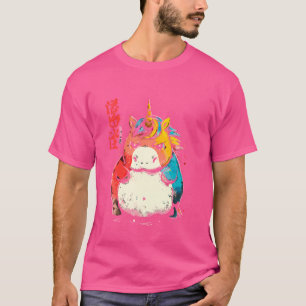 Camiseta Unicórnio Gordo Mal-Humorado Arte Japonesa Lendári