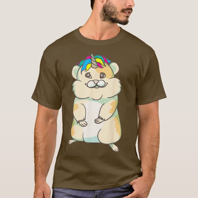 Camiseta Unicórnio Guiné Porco Legal Cavalo de Hamster Engr (Frente)