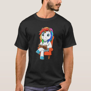Camiseta Unicórnio Lê um Livro para um Leitor Minhoca de Li