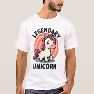 Camiseta Unicórnio Lendário Desenho Vetorial Cartoon Retro