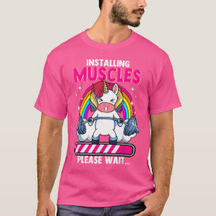 Camiseta Unicórnio Levantando Peso Trabalha Engraçado Barbe