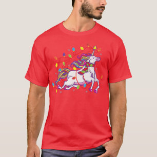 Camiseta Unicórnio Luz de Natal Garotas Bonitas Mulheres