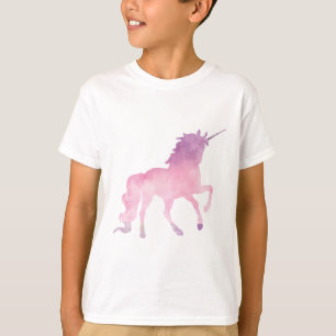Camiseta Unicórnio macio do rosa da aguarela