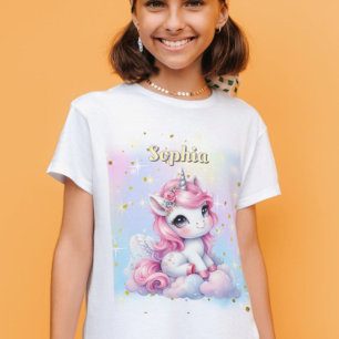 Camiseta Unicórnio mágico nuvem brilho pastel