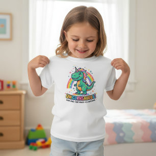 Camiseta Unicórnio Magico-saurus Dinossauro Arco-íris