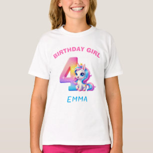 Camiseta Unicórnio Menina de Aniversário – Nome Pe