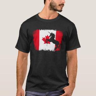 Camiseta Unicórnio mítico vintage bandeira canadense Canadá
