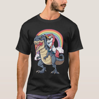 Camiseta Unicórnio Montando Dinossauro São Unicórnios Engra