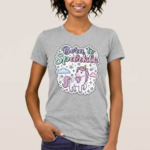 Camiseta Unicórnio Nascido para Brilhar Design Gráfico de M