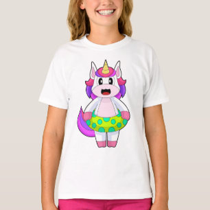 Camiseta Unicórnio Natação Boia Inflável de Verão