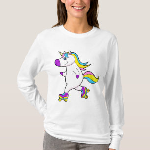 Camiseta Unicórnio no patins em linha com patins de rodas