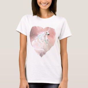Camiseta Unicórnio pastel bonito em um coração