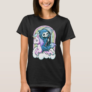 Camiseta Unicórnio Pastel Goth Ceifador Emo Arte Esqueleto