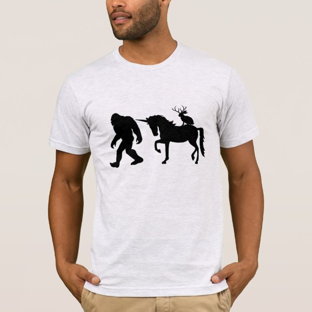 Camiseta Unicórnio, Pé Grande, Jackalope (Frente)