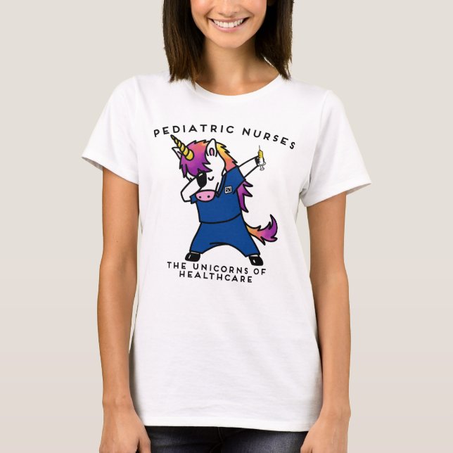 Camiseta Unicórnio pediatra da enfermeira (Frente)