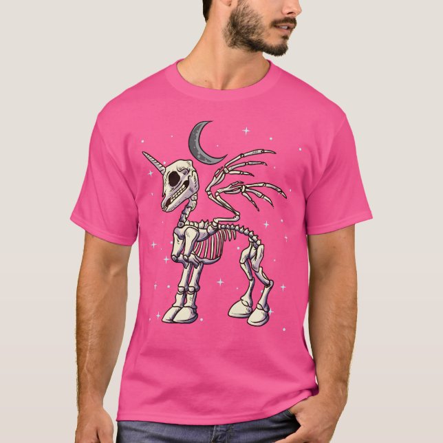 Camiseta Unicórnio Pegasus Esqueleto Halloween Lua Estrelas (Frente)