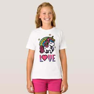 Camiseta Unicórnio Pixel Fofo Amor Jogos Retrô