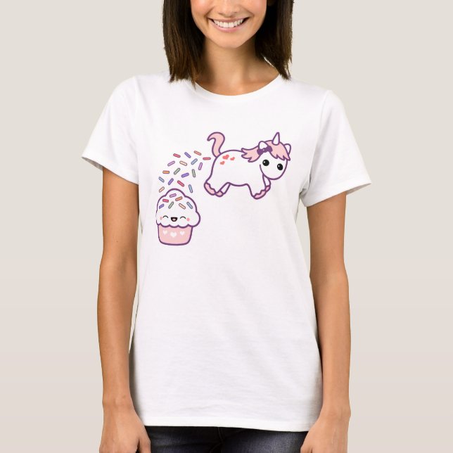Camiseta Unicórnio Pooping Rosa (Frente)