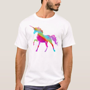 Camiseta Unicórnio prancing do arco-íris sparkly mágico