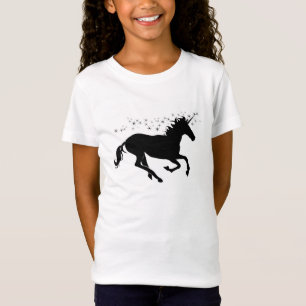 Camiseta Unicórnio preto com estrelas mágicas