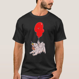 Camiseta Unicórnio Pug Fofo Aniversário de 4 anos Festa de