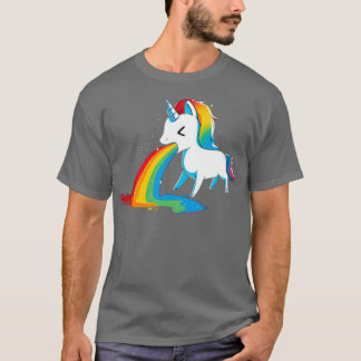 Camiseta Unicórnio Puking Rainbows Engraçado Unicórnio