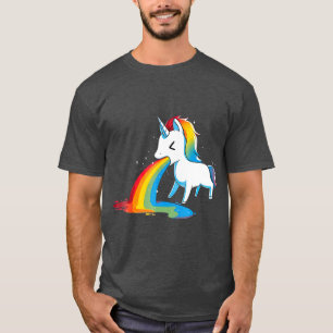 Camiseta Unicórnio Puking Rainbows Gráfico Arco-Íris Engraç