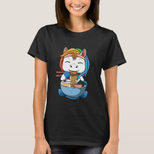 Camiseta Unicórnio Ramen Kawaii Anime Macarrão Ramen Japão