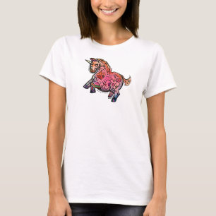 Camiseta Unicórnio Rosa Artístico