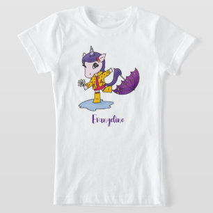 Camiseta Unicórnio Simples, Frio-Rosa e Bonito