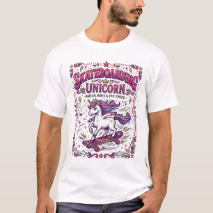 Camiseta Unicórnio Skateboarding Unicórnio Elegante Fundo B